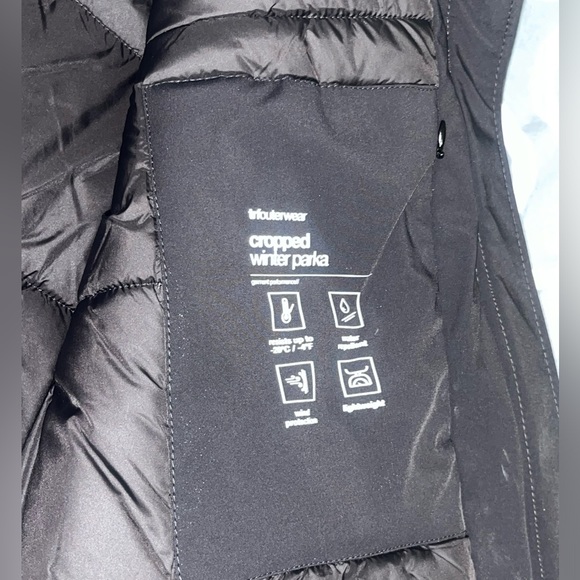 Zara Black Cropped Winter Parka Lightweight Water repellent Jacket - Picture 4 of 6